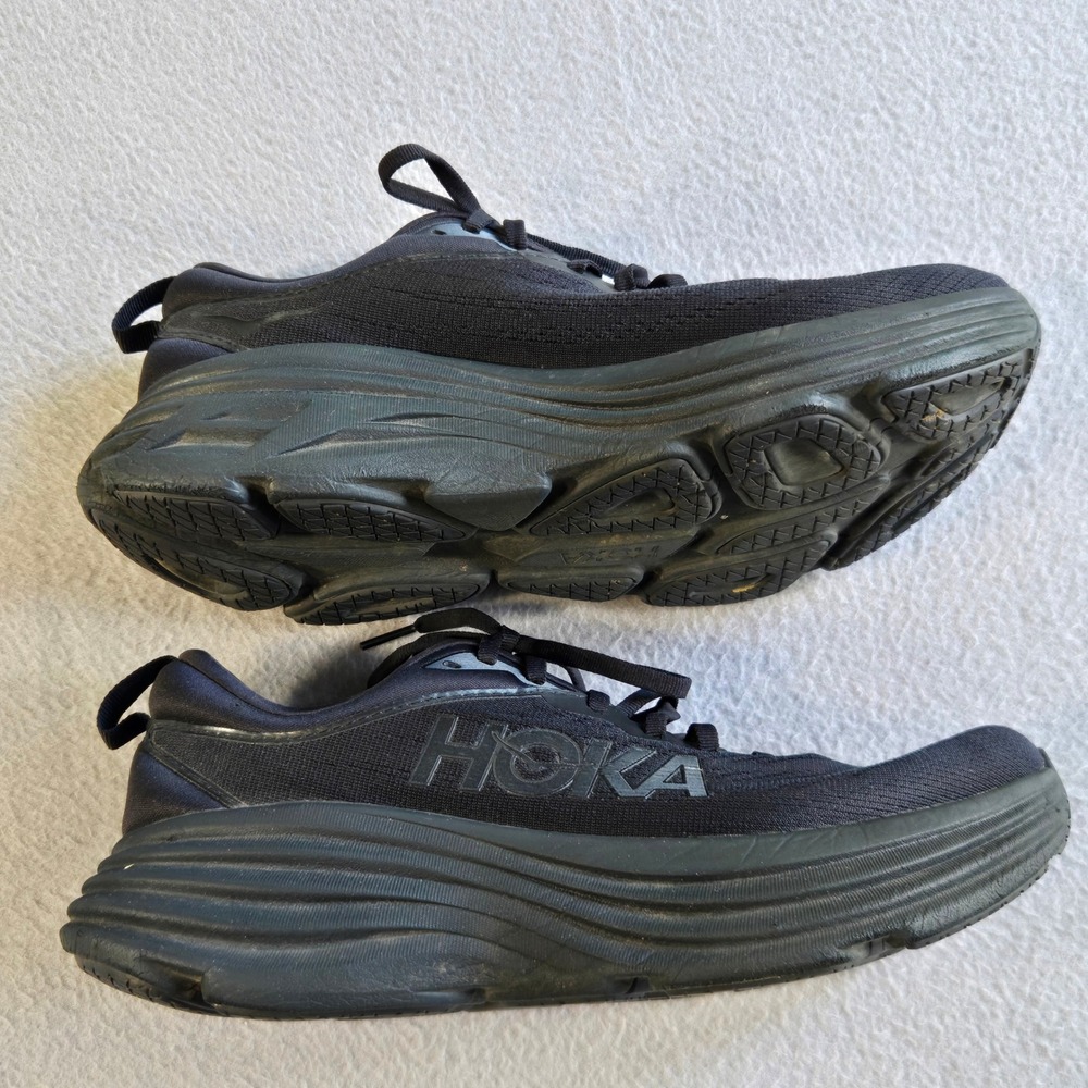 Hoka Bondi 8 Running Shoes Mens 9.5 Black Black 1123202 BBLC Cushioned Sneakers - Picture 4 of 9